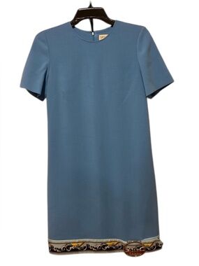 Vintage Emilio Pucci Sky Blue Midi Dress with Artistic Hem